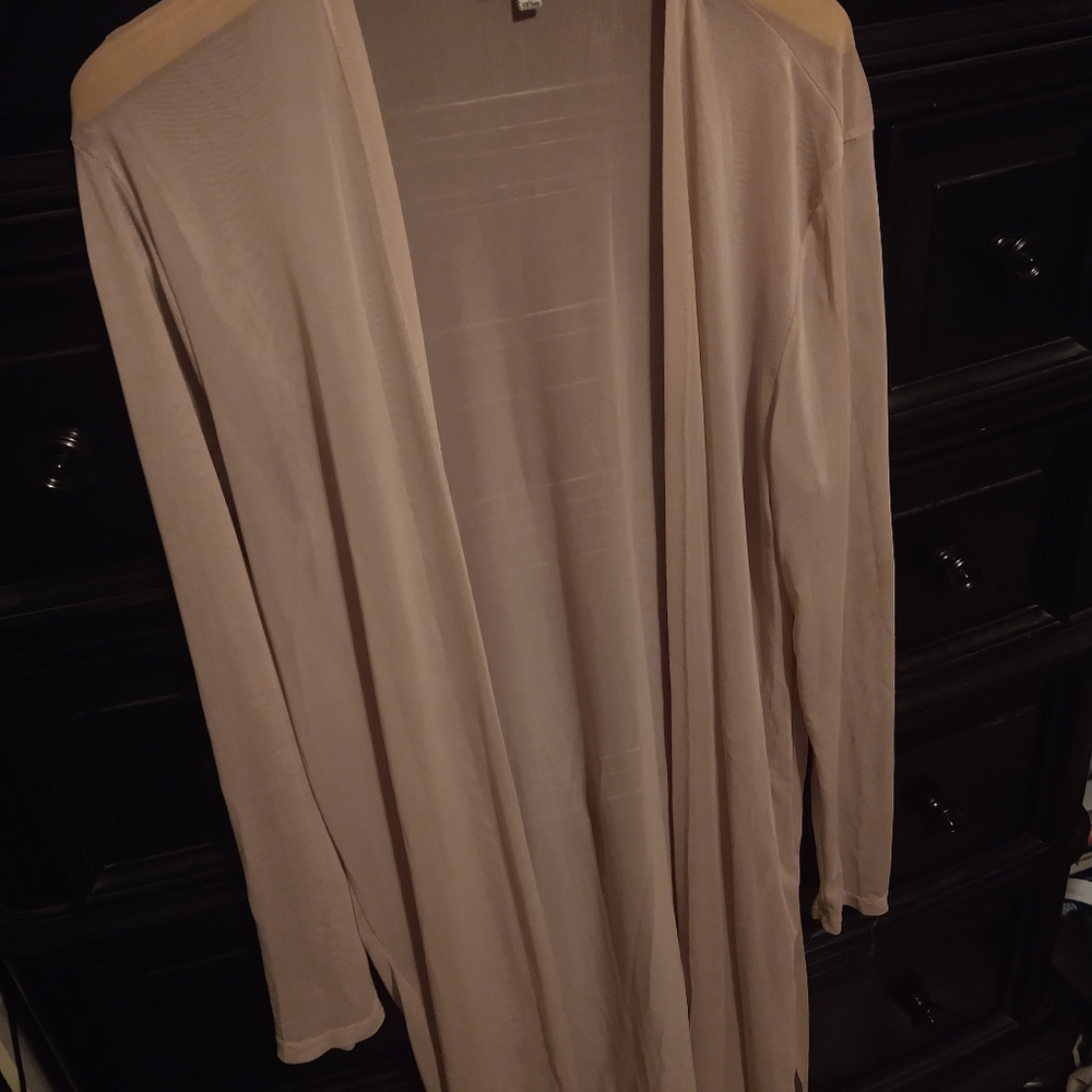 Blush pink 1x sheer side slit cardigan
